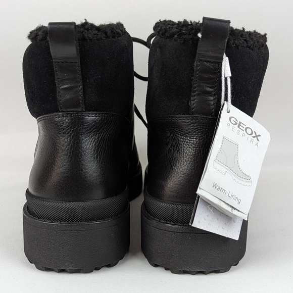 Geox Nevegal Amphibiox Waterproof Leather Combat Ankle Boot Black EU41 10.5 NIB - Picture 8 of 14